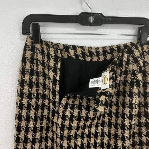 Talbots Houndstooth Tweed Blazer Skirt Set Sz 4 Wool Blend Pockets Zipper Front - Picture 11 of 12